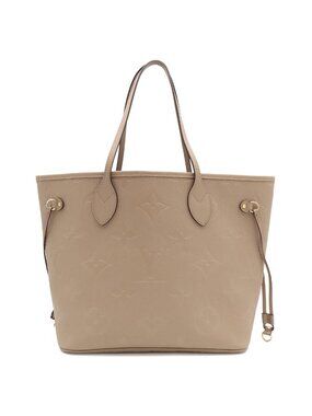 Louis Vuitton Monogram Empreinte Neverfull MM Tote Shoulder Bag Tourterelle